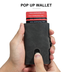 Dropshipping Best Selling Minimalist Rfid Blocking Pop up Credit <b>Card</b> <b>Holder</b> <b>Wallet</b> Vintage PU Leather Smart <b>Wallet</b> With Zipper - Product Image 3