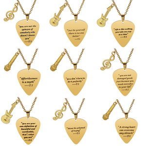 Acero inoxidable <span class=keywords><strong>guitarra</strong></span> Pluck Álbum Música <span class=keywords><strong>Swift</strong></span> <span class=keywords><strong>guitarra</strong></span> micrófono <span class=keywords><strong>Taylor</strong></span> nota colgante collar - Product Image 1