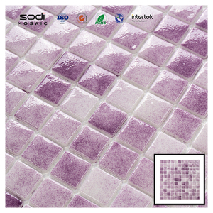 Mosaico decorativo moderno di vetro di Foshan per la finitura iridescente blu della piscina per l'hotel o la stanza per il progetto della Villa dell'appartamento - Product Image 3