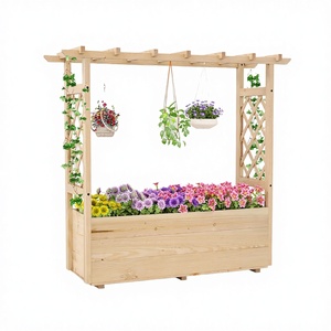 Panneau de <span class=keywords><strong>treillis</strong></span> en <span class=keywords><strong>bois</strong></span> classique avec <span class=keywords><strong>treillis</strong></span> pour plantes grimpantes, jardinière d'extérieur écologique - Product Image 2
