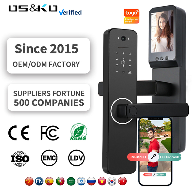 Cerradura Inteligente Wifi Smart Electronic Door Lock with Key Fingerprint Doorlock for Aluminum Door Security Gatedoor Lock