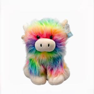 Peluche Mucca Highland Arcobaleno, Morbido Pupazzo Animale Imbottito, Simpatico Giocattolo Colorato <span class=keywords><strong>da</strong></span> Fattoria, Regalo per Bambini, Decorazione Rilassante per il Sonno dei Neonati - Product Image 1