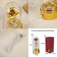 Lampe LED rotative personnalisée en forme de fleur de savon 360° °   Dôme en verre tournant avec lumière rose, cadeau parfait pour Noël ou un anniversaire pour les filles