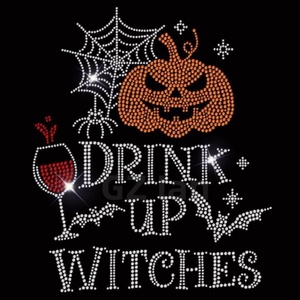 Trasferimento di strass di Halloween con mela avvelenata Bling Hotfix Festival motivo strass trasferimento per i vestiti - Product Image 6