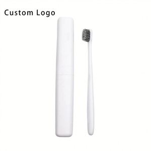 Handmade Eco Friendly Wheat Straw Toothbrush with Charcoal Bristles Custom Logo Perfect for Travel and Promotions - Product Image 4
