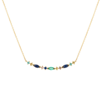 Collier à breloques en diamant CZ coloré en gros pour femmes, collier à breloques en argent sterling 925, bijoux pour femmes