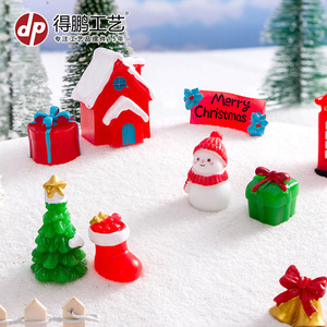 Juego de Adornos Navideños en Miniatura de Resina con Santa Claus, Muñeco de Nieve, Casa de Árbol y Regalos, Decoraciones para Interiores - Product Image 5