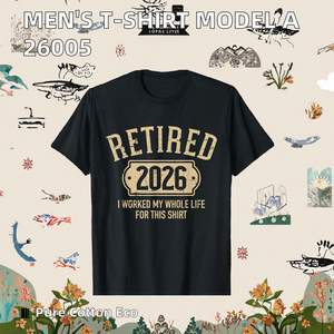 T-shirt pour homme Retired 2026, manches courtes, col rond, coton, imprimé graphique vintage, style décontracté, coupe classique - Product Image 2