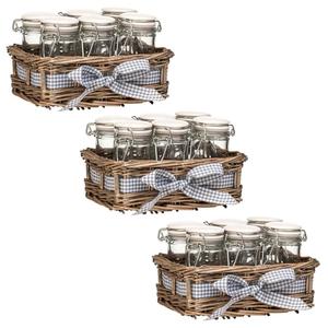 Articles ménagers Chalet <span class=keywords><strong>Lot</strong></span> De <span class=keywords><strong>6</strong></span> Pots À Épices En Verre Corbeille En Osier Gris - Product Image 3