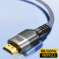 Câble 2.1 tressé 8K Ultra HD haute vitesse 48 Gbps plaqué or pour téléviseur, moniteur, projecteur, ordinateur 60 Hz 120 Hz