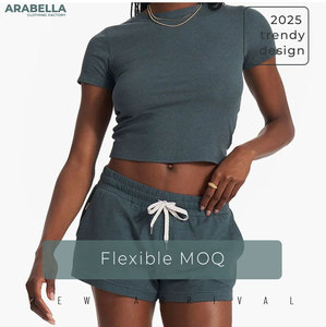 Arabella Xiamen T-shirt <span class=keywords><strong>haut</strong></span> de gamme avec logo personnalisé pour femmes Vêtements de rue d'été en coton rayonne modale - Product Image 5