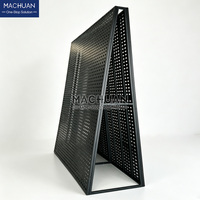 Présentoir de carreaux métalliques modernes personnalisable, design en A, thermolaqué, autoportant pour carreaux de plusieurs tailles, pour salles d'exposition de détail