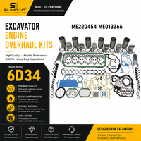 Kit de réparation moteur diesel Mitsubishi 6D34, ensemble de révision moteur ME220454 ME013366, kit cylindre et piston SUNORO