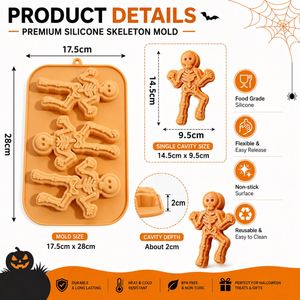 LA Professional Flexible Halloween Skeleton Silicone Mold DIY <b>Soap</b> Candle Tray Food Grade Certified Safe Bulk Supply Custom - Product Image 2