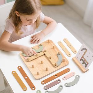 Juguetes Educativos Divertidos para Estimular el Cerebro, Bloques de Animales Montessori, Tablero Geométrico de Madera, Rompecabezas de Clavijas - Product Image 2