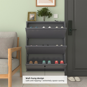 Modern Wood Shoe Rack With 6 Shelves Space Saving Entryway Storage Cabinet For Home Furniture Minimalist Design - Product Image 2