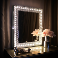 Miroir de Salle de Bain LED de Luxe Brillant, Effet Cristal Diamant, Mural, de Maquillage Avec Éclairage LED