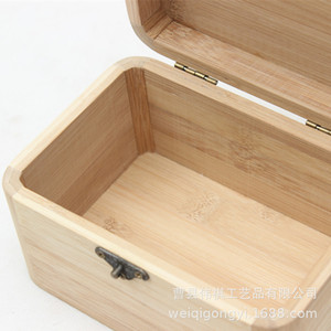 Caja de Almacenamiento de Bambú Rectangular con Cerradura, Caja para Té, Embalaje para el Hogar, Color Sólido - Product Image 4
