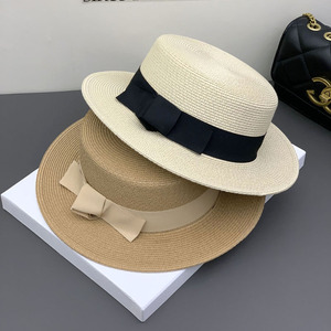 Premium Flat Top Amish Boater Hat Papier Paille Soleil <span class=keywords><strong>Chapeau</strong></span> Pêche En Plein Air Voyage Bande Arc Naturel Papale Chapeaux <span class=keywords><strong>De</strong></span> Paille pour La Fête - Product Image 3