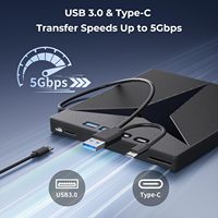 Unidad de DVD Externa 7 en 1, Grabadora y Lectora de CD/DVD Portátil, USB 3.0, Tipo-C, Puerto SD/TF para PC, Laptop, Windows, Linux, MacOS