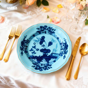 Синие чернила винтажные декоративные блюда керамическая фарфоровая Роскошная Посуда Набор всех цветов на заказ итальянский стиль кости Китай оптовая продажа - Product Image 1