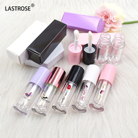 Private Label 5ML Rose Or Transparent carré rond brillant à lèvres avec pinceau vente en gros de luxe vide brillant à lèvres tubes et boîte