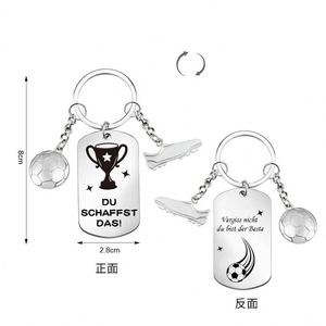 Porte-clés de football en acier inoxydable étanche, nouvelle mode, motif gaufré double face, forme irrégulière, vente chaude - Product Image 4