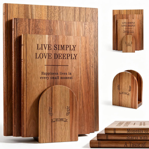 Ensemble de 3 planches à découper en bois d'acacia avec support, planches de <span class=keywords><strong>cuisine</strong></span> pour charcuterie, bloc de boucher pour <span class=keywords><strong>fromage</strong></span>, viande et légumes - Product Image 1