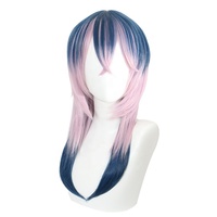 Perruque de cosplay Tokyo Revengers en gros, 30 cm, bleu moyen et violet, Rindo Haitani, perruque synthétique, cheveux résistants à la chaleur, anime
