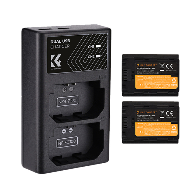 K&F CONCEPT NP-FZ100 Camera Battery Charger Suitable for so Ny A7m4 A7M3 A7c A7R3 A7R4 A7s3 A6600 A9M2 Camera Base Charger
