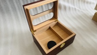 Boîte à cigares en bois de cèdre espagnol avec hygromètre, dessus en verre, pour bureau, cadeau de luxe pour homme, fabrication artisanale de qualité supérieure