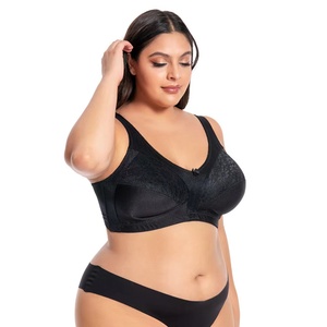 Áo ngực không dây Bộ sexy cho cộng với kích thước Womens đồ lót phía trước đóng cửa đầy đủ bảo hiểm lớn lưới ren trắng tiêu chuẩn người lớn hoa - Product Image 1