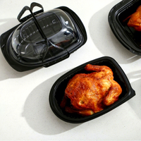 Boîte à emporter ronde en plastique PP jetable de style nouveau pour poulet rôti et canard, grande taille, emballage de livraison