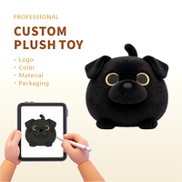 Peluche personnalisée en gros : Chien ou chat noir, jouet brodé anti-stress, pendentif décoratif, oreiller