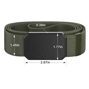 Moda Logotipo personalizado gratis 1,5 "Nueva llegada Hebilla de metal magnética Cinturón de nylon elástico para hombres Cinturón de jeans elástico - Product Image 2