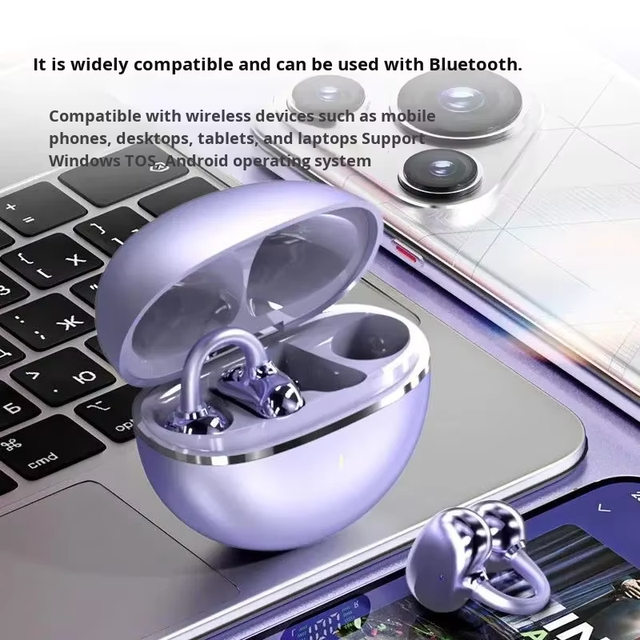 Wireless Open‑Ear Clip‑on Headphones HiFi Stereo TWS Earbuds Touch Control ENC Noise Reduction for Daily Music Use