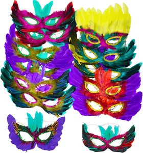 Máscaras de Mardi Gras DMAAI al por Mayor con Plumas Coloridas para Adultos, Hombres y Mujeres, Máscara de Carnaval para Disfraces y Fiestas de Máscaras - Product Image 3