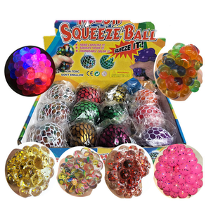 2025 Factory Wholesale High Quality TPR Glitter <b>Beads</b> Stress Mesh Ball Squishy Anti Anxiety Ball Squeeze Toy for Kids Adults - Product Image 5