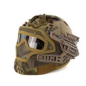 หมวกกันน็อคตาข่ายระบายอากาศสำหรับการฝึกกลางแจ้งหน้ากากแบบเต็มหน้าหมวกกันน็อคแบบยุทธวิธีสีดำสีเขียวแทน - Product Image 3