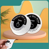Lingettes humides personnalisées avec logo, emballage magique en capsule, non-tissées, pour soins de la peau, 10g, OEM, pour adultes, usage domestique, blanches, épaisseur 40g/m2