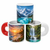 Mug à café en céramique blanc de 330 ml, écologique, vierge pour sublimation, avec logo personnalisé, revêtement pour presse à chaud, promotion par sublimation