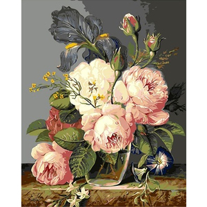 <span class=keywords><strong>Liffy</strong></span> peinture à l'huile par numéros toile Art bricolage fleurs roses Style moderne peinture à l'huile tenture murale décor pour la maison - Product Image 2