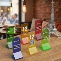YXM - Letreros de Mesa Personalizables de Acrílico Colorido, Soportes de Exhibición para Tarjetas de Escritorio, Marcadores de Asientos para Restaurantes y Hoteles, Porta Números de 165x60 mm