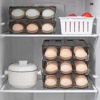 Porte-oeufs de capacité de 54 grilles pour réfrigérateur Support de stockage d'oeufs à roulement automatique Plateau à oeufs empilable à 3 couches pour réfrigérateur