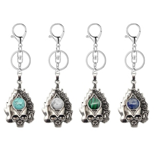 Bán Buôn Punk Phong Cách Hợp Kim Ma Đầu Móc Chìa Khóa Cho Phụ Nữ Người Đàn Ông Với UNakite Đá Quý Quyến Rũ Halloween Đảng Quà Tặng - Product Image 3