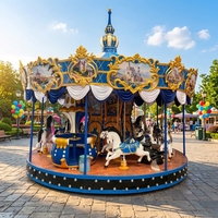 Carrusel de Caballos Giratorio de Fibra de Vidrio para Parque de Atracciones, Precio Bajo, en Venta
