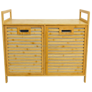 <span class=keywords><strong>Armoire</strong></span> de rangement en bambou naturel avec panier à <span class=keywords><strong>linge</strong></span>, organisateur d'angle pour chambre et salon, étagère de <span class=keywords><strong>tri</strong></span> de vêtements - Product Image 2