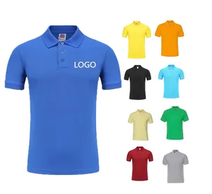 Kaos Polo Logo kustom pria 220G 100% dilengkapi katun Polo kemeja desain sendiri Pria lengan pendek