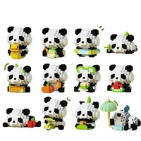 Briques ABS Série Panda Unisexe, Adorable Orchidée Hua Hua, Jouet de Construction à Mini-Particules, Animaux, Cadeau d'Anniversaire pour Enfants de 14 Ans