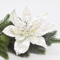 Dekorasi Natal Klasik Bunga PE Berlapis Emas Buatan Daun Maple Kupu-Kupu Berlapis Serbuk Emas Ramah Lingkungan